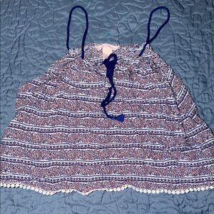 Victoria's Secret Blue and White Patterned Top